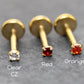 Tiny Flat Back Gold Stud Earring • Threadless Push Pin Flat Back Earring • Threadless Tragus Ear Stack • Petite 1.5mm CZ Gold Forward Helix