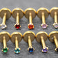 Tiny 1.5mm Threadless Gold Stud Earring • Threadless Push Pin Flat Back Earring • Flat Back Cartilage Ear Stack • Petite Gold Forward Helix