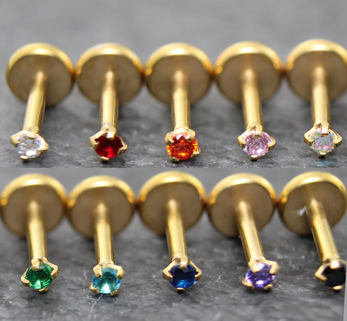 Tiny 1.5mm Threadless Gold Stud Earring • Threadless Push Pin Flat Back Earring • Flat Back Cartilage Ear Stack • Petite Gold Forward Helix