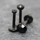 Black Crystal Threadless Flat Back Earring - Tragus Piercing Stud - Labret Stud Earring Stack - Helix Earring - Tiny Bezel Set Nose Ring
