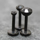 Black Crystal Threadless Flat Back Earring - Tragus Piercing Stud - Labret Stud Earring Stack - Helix Earring - Tiny Bezel Set Nose Ring
