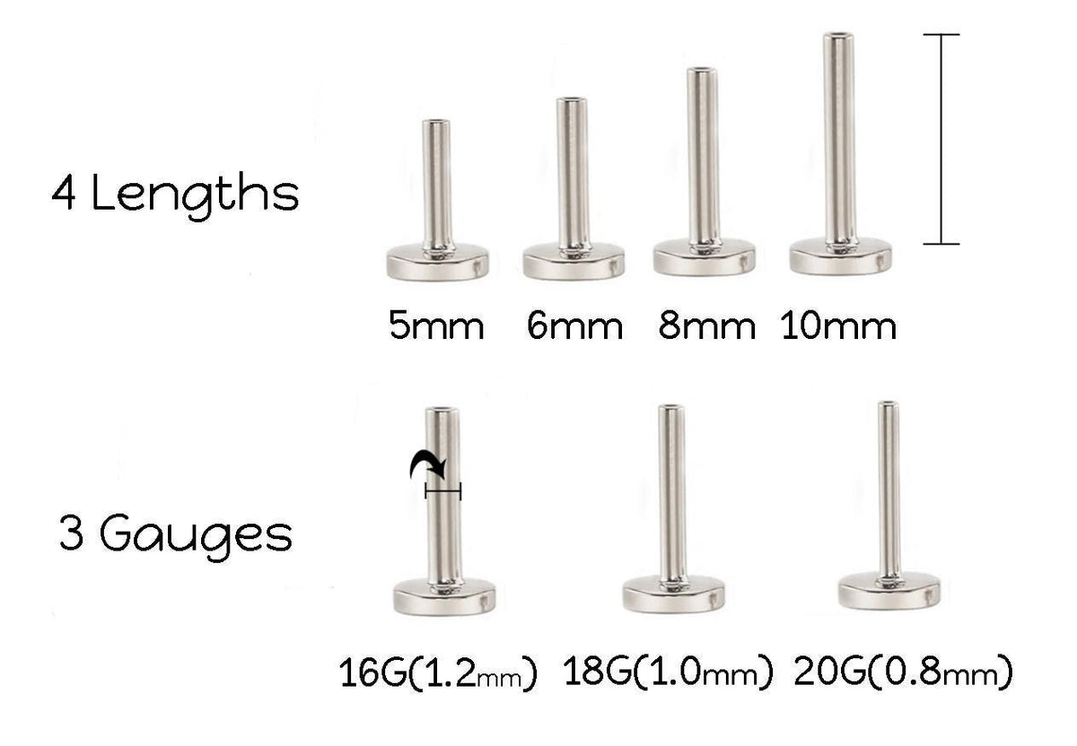 AB Moissanite Flat Back Stud Earring: Stainless Steel Push Pin Tragus Stud  Cartilage Piercing Stud - Threadless Nose Ring - Labret Earring