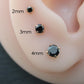 Black CZ Threadless Rose Gold Stud Earring • Tiny Tragus Flat Back • Labret Piercing Stud • Rose Gold PVD Nose Stud • Forward Helix Earring