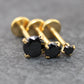 Black CZ Gold Threadless Stud Earrings ~ Push Pin Nose Ring ~ Tragus Piercing Stud ~ Labret Earring ~ Gold PVD Flat Back Earring Stack