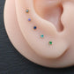 Tiny Flat Back Gold Stud Earring • Threadless Push Pin Flat Back Earring • Threadless Tragus Ear Stack • Petite 1.5mm CZ Gold Forward Helix