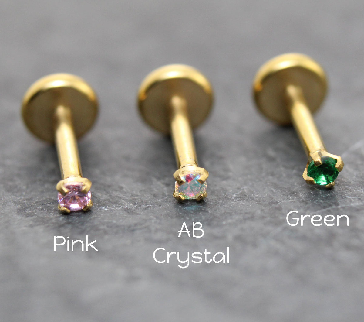 Tiny 1.5mm Threadless Gold Stud Earring • Threadless Push Pin Flat Back Earring • Flat Back Cartilage Ear Stack • Petite Gold Forward Helix