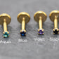Tiny Flat Back Gold Stud Earring • Threadless Push Pin Flat Back Earring • Threadless Tragus Ear Stack • Petite 1.5mm CZ Gold Forward Helix