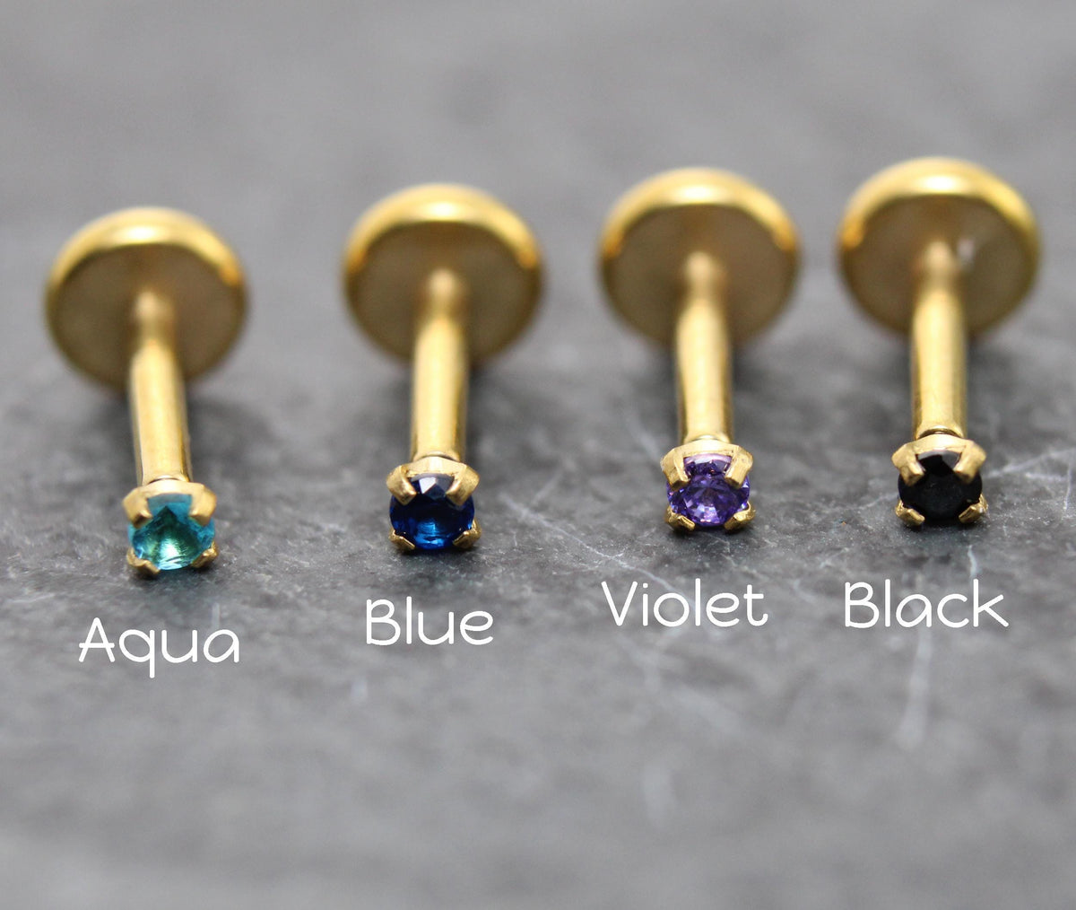Tiny 1.5mm Threadless Gold Stud Earring • Threadless Push Pin Flat Back Earring • Flat Back Cartilage Ear Stack • Petite Gold Forward Helix