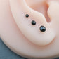 Black Crystal Threadless Flat Back Earring - Tragus Piercing Stud - Labret Stud Earring Stack - Helix Earring - Tiny Bezel Set Nose Ring