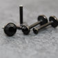 Black Crystal Threadless Flat Back Earring - Tragus Piercing Stud - Labret Stud Earring Stack - Helix Earring - Tiny Bezel Set Nose Ring
