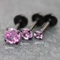 Tiny Pink Black Tragus Stud Earring, Threadless Piercing Stud • Cartilage Flat Back Earring • Hypoallergenic Labret Piercing • Forward Helix