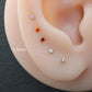Tiny Flat Back Gold Stud Earring • Threadless Push Pin Flat Back Earring • Threadless Tragus Ear Stack • Petite 1.5mm CZ Gold Forward Helix