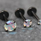 Unique AB Crystal Threadless Push Pin Flat Back Earring - Tragus Piercing Stud - Labret Stud Earring Stack - Helix Earring - Black Nose Ring