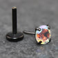 Unique AB Crystal Threadless Push Pin Flat Back Earring - Tragus Piercing Stud - Labret Stud Earring Stack - Helix Earring - Black Nose Ring