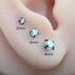 Aqua Threadless Push Pin Flat Back Earring - Tragus Piercing Stud - Labret Stud Earring Stack - Helix Earring - Black Nose Ring