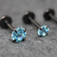 Aqua Threadless Push Pin Flat Back Earring - Tragus Piercing Stud - Labret Stud Earring Stack - Helix Earring - Black Nose Ring