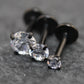 Clear Cubic Zirconia Threadless Stud Earring • Black Nose Ring • Tragus Earring Stack Labret Stud Earring Black Crystal Stud Earring