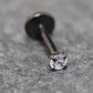 Clear Cubic Zirconia Threadless Stud Earring • Black Nose Ring • Tragus Earring Stack Labret Stud Earring Black Crystal Stud Earring