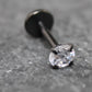 Clear Cubic Zirconia Threadless Stud Earring • Black Nose Ring • Tragus Earring Stack Labret Stud Earring Black Crystal Stud Earring