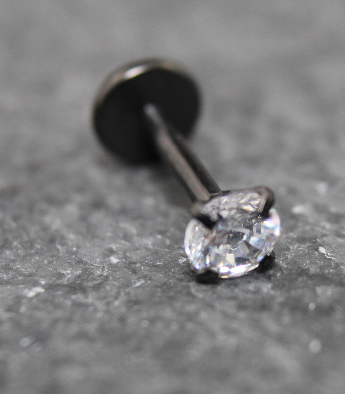 Clear Cubic Zirconia Threadless Stud Earring • Black Nose Ring • Tragus Earring Stack Labret Stud Earring Black Crystal Stud Earring