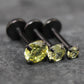 Olive Green Black PVD  Stud Earring • Threadless Stud Earring • Push Pin Flat Labret Back Earring • Black Nose Ring • Tragus Earring Stack