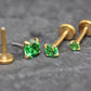 Tiny Green Gold Threadless Stud Earring • Gold Nose Ring • Tragus Piercing Stud • Push Pin Flat Back Earring • Forward Helix Cartilage Stud