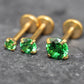Tiny Green Gold Threadless Stud Earring • Gold Nose Ring • Tragus Piercing Stud • Push Pin Flat Back Earring • Forward Helix Cartilage Stud