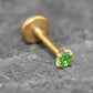 Tiny Green Gold Flat Back Stud Earring • Gold PVD Nose Ring • Tragus Piercing Stud • Threadless Push Pin Flat Back Earring • Forward Helix