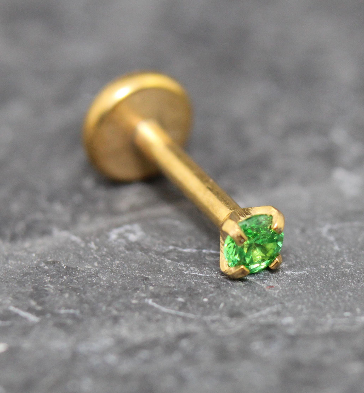 Tiny Green Gold Flat Back Stud Earring • Gold PVD Nose Ring • Tragus Piercing Stud • Threadless Push Pin Flat Back Earring • Forward Helix