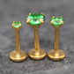 Tiny Green Gold Threadless Stud Earring • Gold Nose Ring • Tragus Piercing Stud • Push Pin Flat Back Earring • Forward Helix Cartilage Stud
