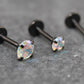 Unique AB Crystal Threadless Push Pin Flat Back Earring - Tragus Piercing Stud - Labret Stud Earring Stack - Helix Earring - Black Nose Ring