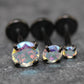 Unique AB Crystal Threadless Push Pin Flat Back Earring - Tragus Piercing Stud - Labret Stud Earring Stack - Helix Earring - Black Nose Ring