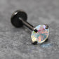 Unique AB Crystal Threadless Push Pin Flat Back Earring - Tragus Piercing Stud - Labret Stud Earring Stack - Helix Earring - Black Nose Ring