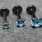Aqua Threadless Push Pin Flat Back Earring - Tragus Piercing Stud - Labret Stud Earring Stack - Helix Earring - Black Nose Ring