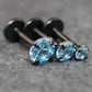 Aqua Threadless Push Pin Flat Back Earring - Tragus Piercing Stud - Labret Stud Earring Stack - Helix Earring - Black Nose Ring