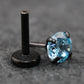 Aqua Threadless Push Pin Flat Back Earring - Tragus Piercing Stud - Labret Stud Earring Stack - Helix Earring - Black Nose Ring