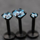 Aqua Threadless Push Pin Flat Back Earring - Tragus Piercing Stud - Labret Stud Earring Stack - Helix Earring - Black Nose Ring