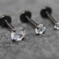 Clear Cubic Zirconia Threadless Stud Earring • Black Nose Ring • Tragus Earring Stack Labret Stud Earring Black Crystal Stud Earring