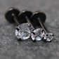 Clear Cubic Zirconia Threadless Stud Earring • Black Nose Ring • Tragus Earring Stack Labret Stud Earring Black Crystal Stud Earring