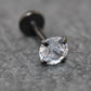 Clear Cubic Zirconia Threadless Stud Earring • Black Nose Ring • Tragus Earring Stack Labret Stud Earring Black Crystal Stud Earring