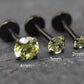 Olive Green Black PVD  Stud Earring • Threadless Stud Earring • Push Pin Flat Labret Back Earring • Black Nose Ring • Tragus Earring Stack