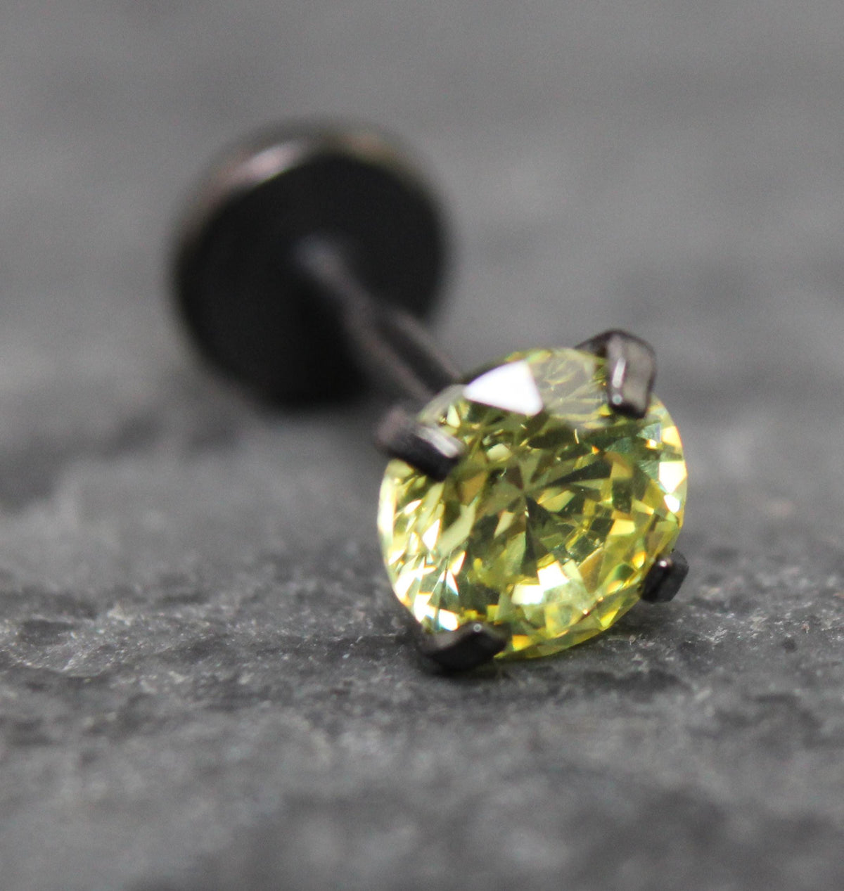 Olive Green Black PVD  Stud Earring • Threadless Stud Earring • Push Pin Flat Labret Back Earring • Black Nose Ring • Tragus Earring Stack