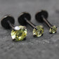 Olive Green Black PVD  Stud Earring • Threadless Stud Earring • Push Pin Flat Labret Back Earring • Black Nose Ring • Tragus Earring Stack