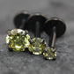 Olive Green Black PVD  Stud Earring • Threadless Stud Earring • Push Pin Flat Labret Back Earring • Black Nose Ring • Tragus Earring Stack