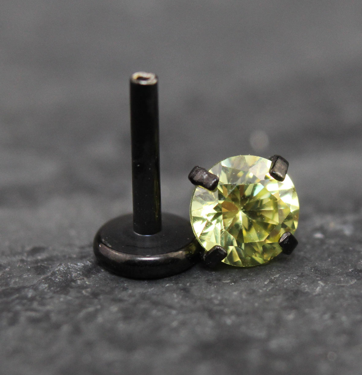 Olive Green Labret Stud Earring Black Crystal Stud Earring, Threadless Push Pin Flat Back Earring • Black Nose Ring • Tragus Earring Stack