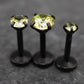 Olive Green Black PVD  Stud Earring • Threadless Stud Earring • Push Pin Flat Labret Back Earring • Black Nose Ring • Tragus Earring Stack