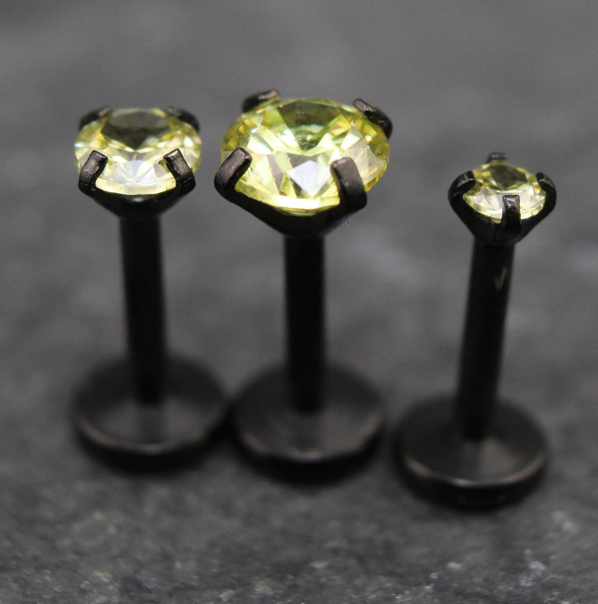 Olive Green Black PVD  Stud Earring • Threadless Stud Earring • Push Pin Flat Labret Back Earring • Black Nose Ring • Tragus Earring Stack