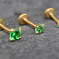 Tiny Green Gold Flat Back Stud Earring • Gold PVD Nose Ring • Tragus Piercing Stud • Threadless Push Pin Flat Back Earring • Forward Helix