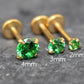 Tiny Green Gold Flat Back Stud Earring • Gold PVD Nose Ring • Tragus Piercing Stud • Threadless Push Pin Flat Back Earring • Forward Helix