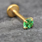 Tiny Green Gold Threadless Stud Earring • Gold Nose Ring • Tragus Piercing Stud • Push Pin Flat Back Earring • Forward Helix Cartilage Stud